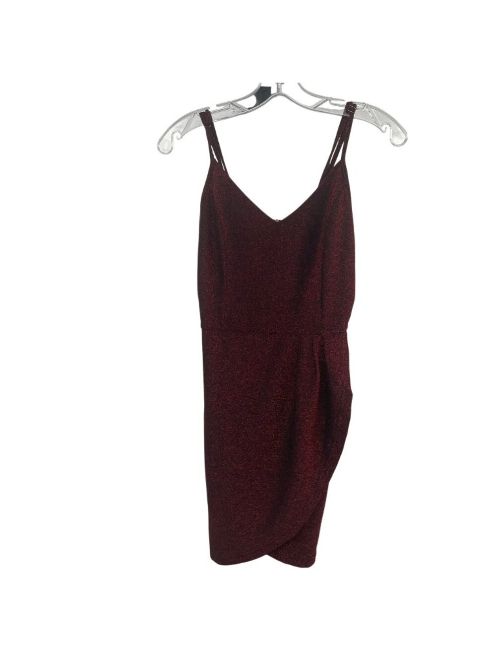 AOOKSMERY Womens Sheath Dress Sleeveless Tulip Hem Maroon/Black Small Glitter